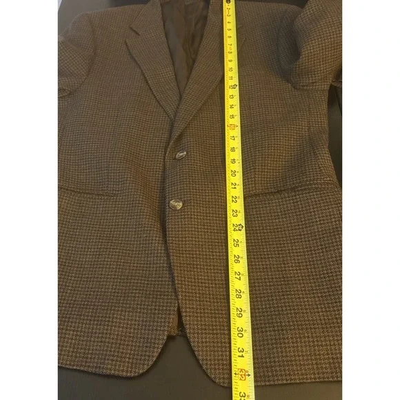 Chaps Mens 40R Houndstooth New Wool Sport Coat Blazer 2 Button Career Brown Fall - Picture 4 of 8